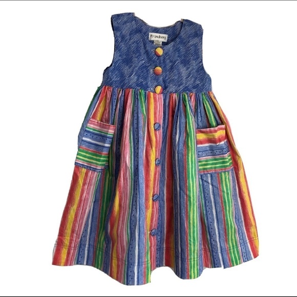 PJ Lindberg maxi sleeveless button front girls colorful summer dress size:4T - Picture 1 of 15